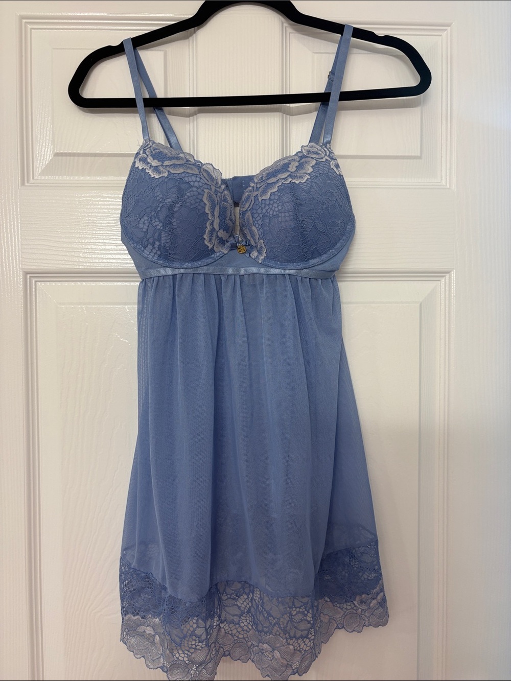 Daisy Fuentes Powder Blue Lace Babydoll Chemise